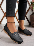 Comfortable Women's Loafers Laser Stitch Detail Flat Shoes Casual Comfortable Slip On Classic Trendy Streetwear